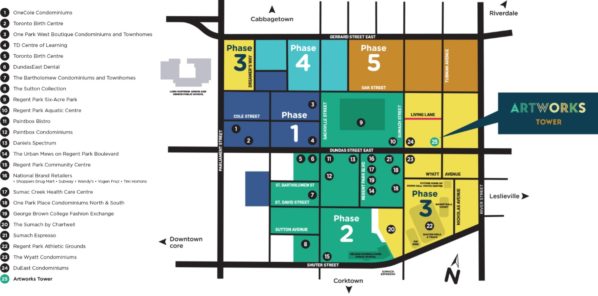 Artworks Condos Tower - Regent Park Toronto - Platinum Access - Regent Park Life Team - Map