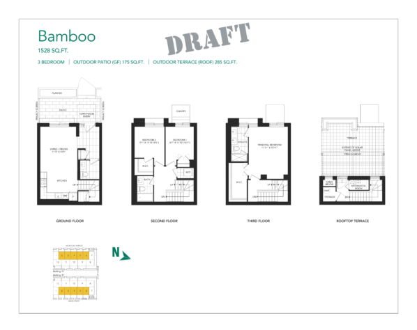 Field House EcoUrban Towns - Sneak Peek Package - Regent Park Life Team - Floorplan - 3 Bedroom - Bamboo - 1528sqft