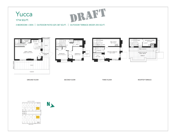 Field House EcoUrban Towns - Sneak Peek Package - Regent Park Life Team - Floorplan - 3 Bedroom + Den - Yucca - 1714sqft